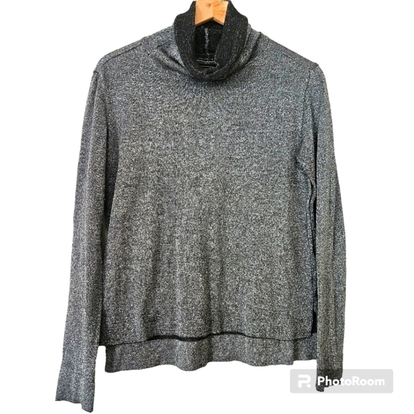 Peruvian Connection silver sparkle turtleneck sweater size S - Picture 1 of 7